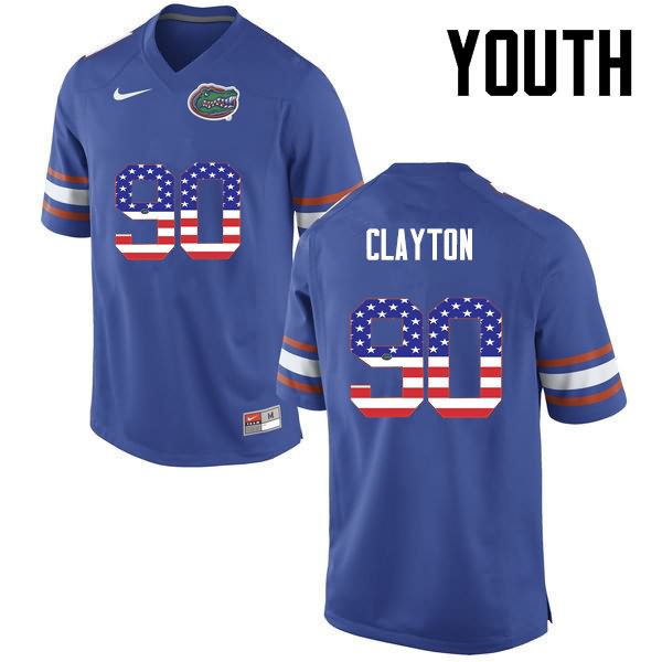 Youth NCAA Florida Gators Antonneous Clayton #90 Stitched Authentic USA Flag Fashion Nike Blue College Football Jersey UKU4865NZ